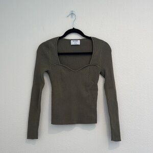 Old Navy - Rib Neck Sweetheart Neck Line Tee - Olive - Size S